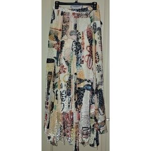 Rachel Comey | Silk-Blend Abstract Print Semi Assymetric Midi Skirt